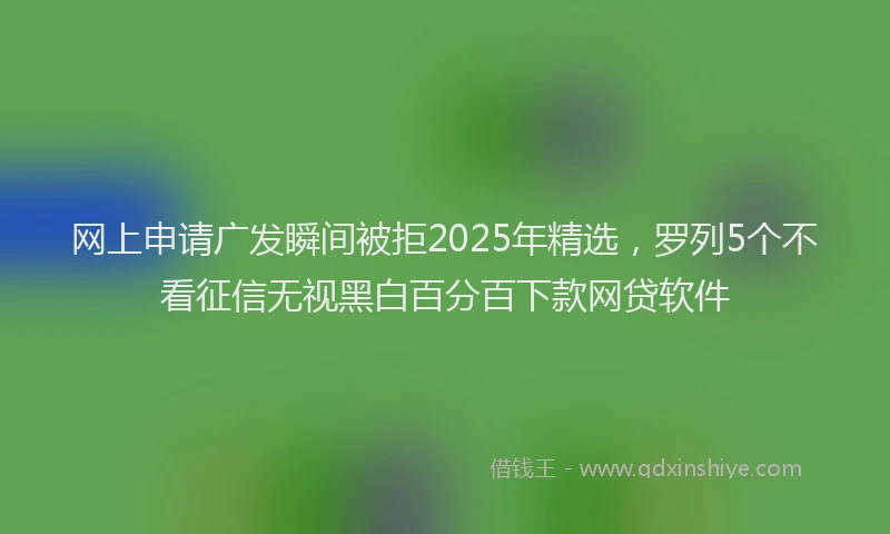 网上申请广发瞬间被拒2025年精选，罗列5个不看征信无视黑白百分百下款网贷软件