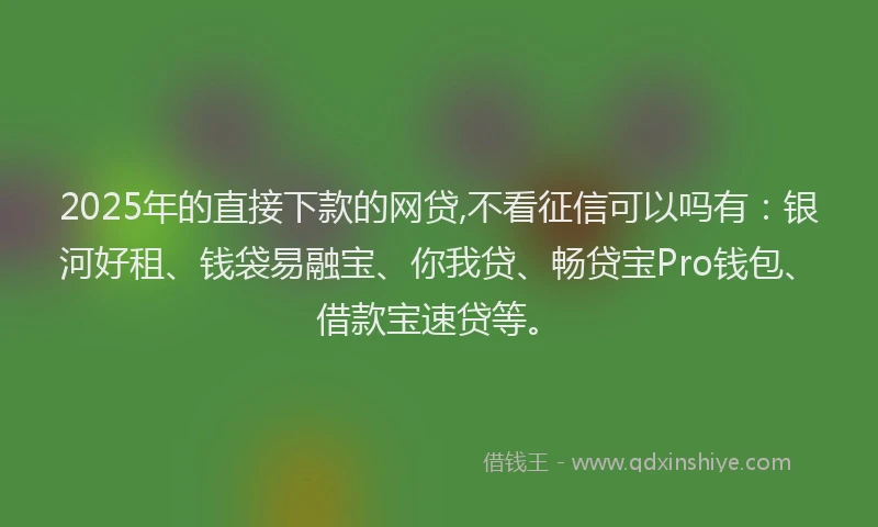 2025年的直接下款的网贷,不看征信可以吗有：银河好租、钱袋易融宝、你我贷、畅贷宝Pro钱包、借款宝速贷等。
