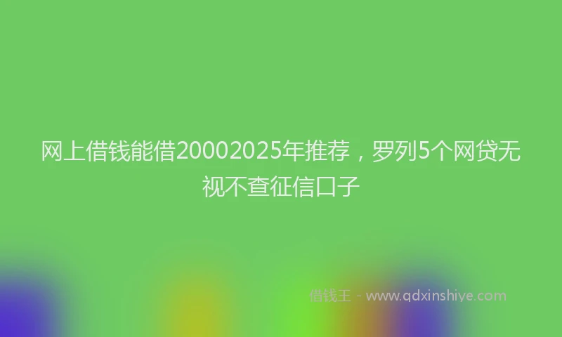 网上借钱能借20002025年推荐，罗列5个网贷无视不查征信口子