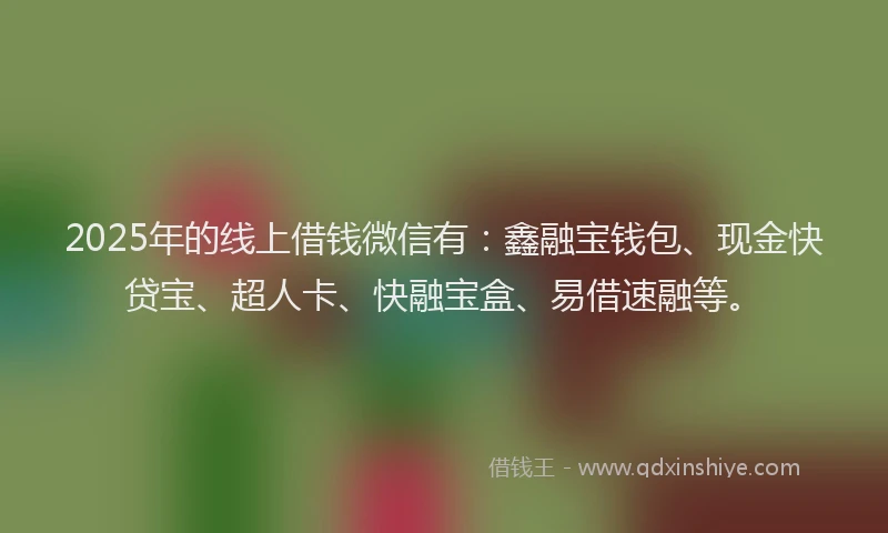 2025年的线上借钱微信有：鑫融宝钱包、现金快贷宝、超人卡、快融宝盒、易借速融等。