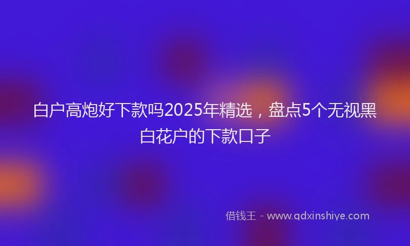 白户高炮好下款吗2025年精选，盘点5个无视黑白花户的下款口子