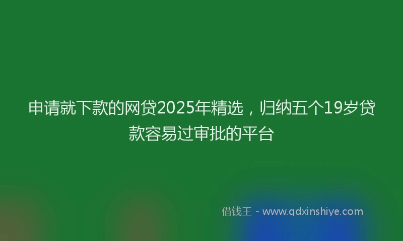 申请就下款的网贷2025年精选，归纳五个19岁贷款容易过审批的平台