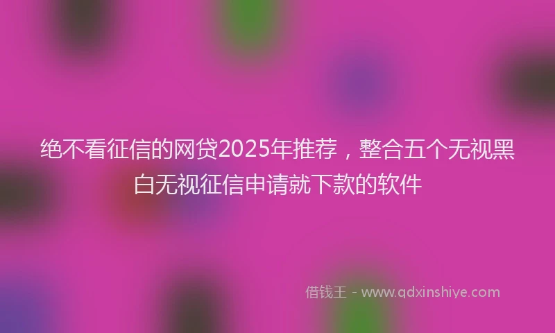 绝不看征信的网贷2025年推荐，整合五个无视黑白无视征信申请就下款的软件