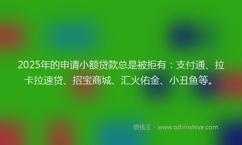 2025年的申请小额贷款总是被拒有：支付通、拉卡拉速贷、招宝商城、汇火佑金、小丑鱼等。