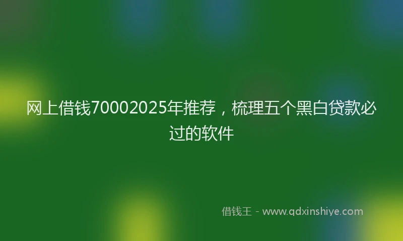 网上借钱70002025年推荐，梳理五个黑白贷款必过的软件