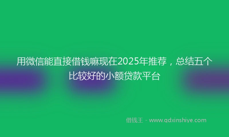 用微信能直接借钱嘛现在2025年推荐，总结五个比较好的小额贷款平台
