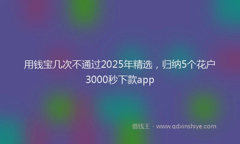 用钱宝几次不通过2025年精选，归纳5个花户3000秒下款app