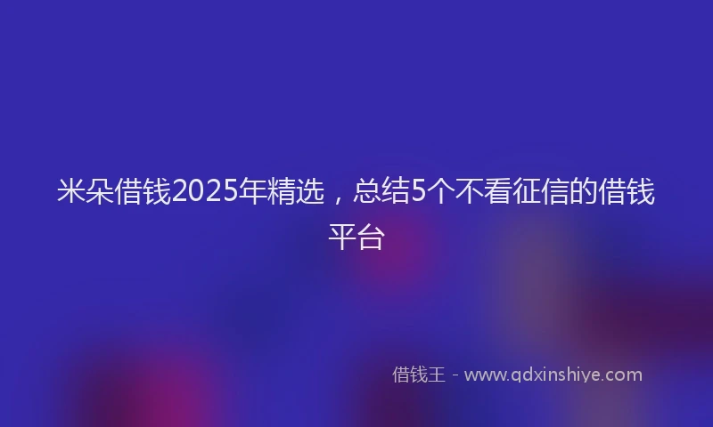 米朵借钱2025年精选，总结5个不看征信的借钱平台