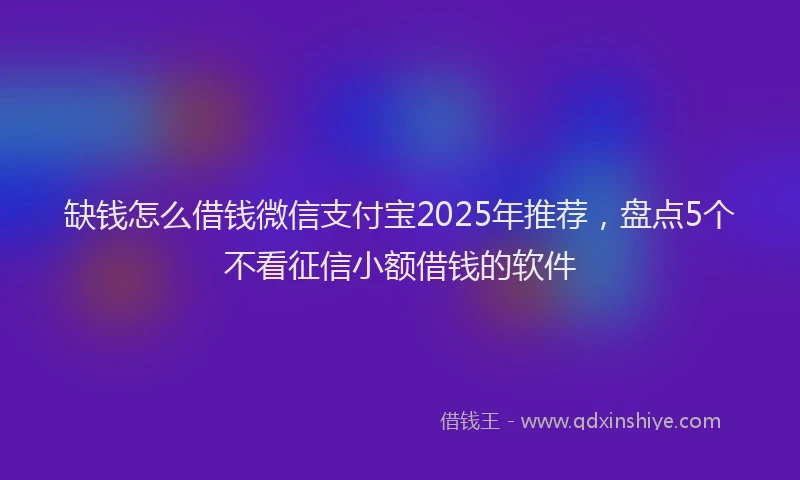 缺钱怎么借钱微信支付宝2025年推荐，盘点5个不看征信小额借钱的软件