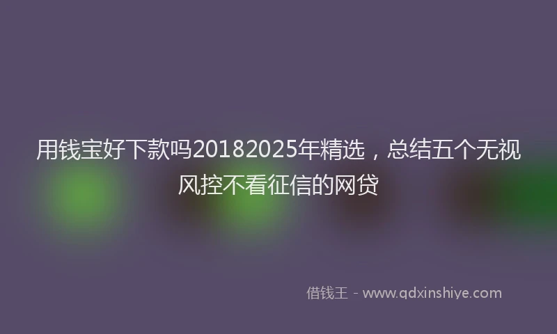 用钱宝好下款吗20182025年精选，总结五个无视风控不看征信的网贷