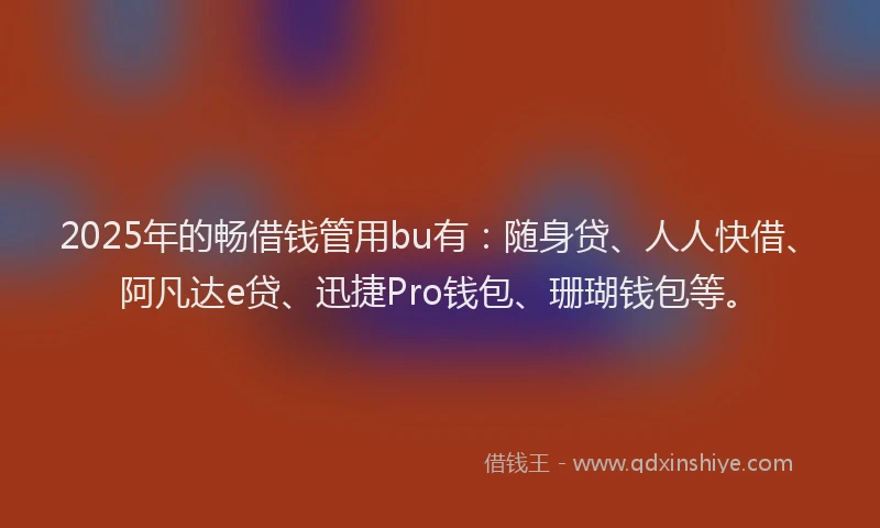 2025年的畅借钱管用bu有：随身贷、人人快借、阿凡达e贷、迅捷Pro钱包、珊瑚钱包等。