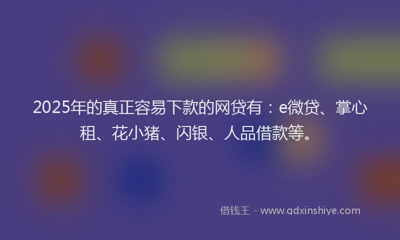 2025年的真正容易下款的网贷有：e微贷、掌心租、花小猪、闪银、人品借款等。