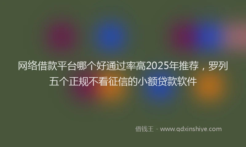 网络借款平台哪个好通过率高2025年推荐，罗列五个正规不看征信的小额贷款软件