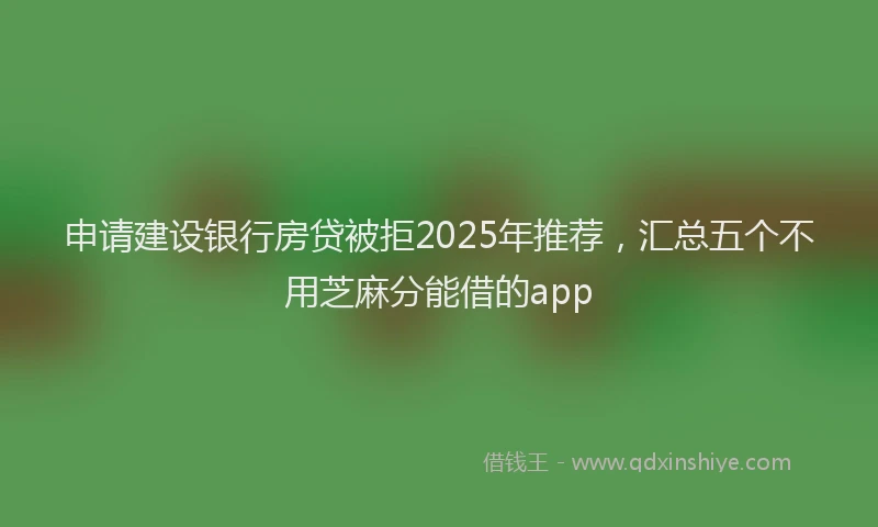 申请建设银行房贷被拒2025年推荐，汇总五个不用芝麻分能借的app