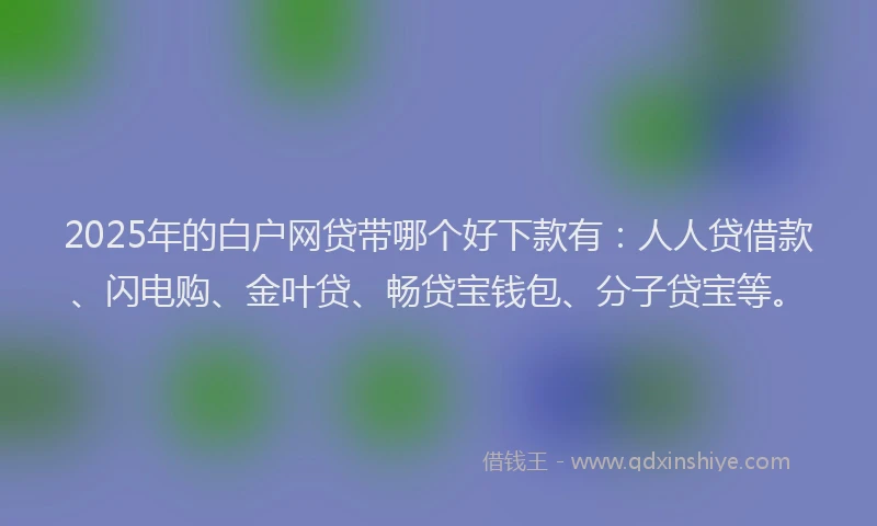 2025年的白户网贷带哪个好下款有：人人贷借款、闪电购、金叶贷、畅贷宝钱包、分子贷宝等。