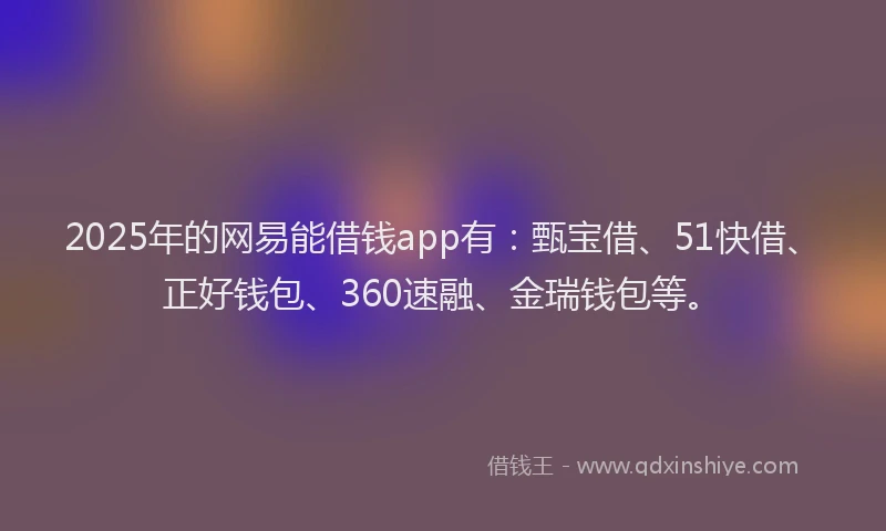 2025年的网易能借钱app有：甄宝借、51快借、正好钱包、360速融、金瑞钱包等。