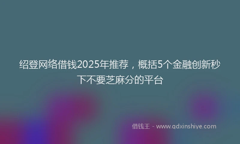 绍登网络借钱2025年推荐，概括5个金融创新秒下不要芝麻分的平台