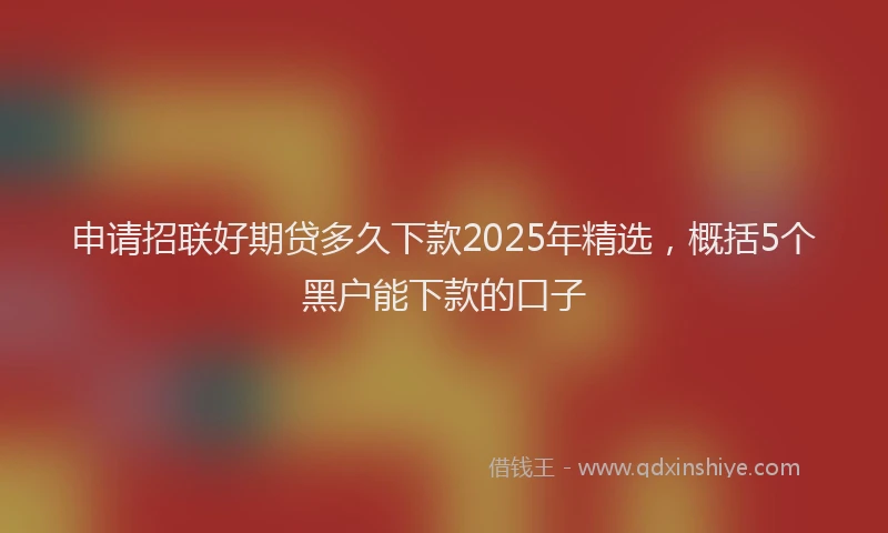 申请招联好期贷多久下款2025年精选，概括5个黑户能下款的口子