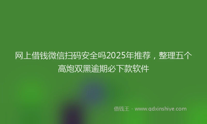 网上借钱微信扫码安全吗2025年推荐，整理五个高炮双黑逾期必下款软件