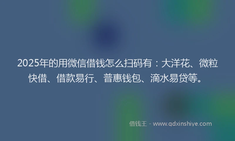 2025年的用微信借钱怎么扫码有：大洋花、微粒快借、借款易行、普惠钱包、滴水易贷等。