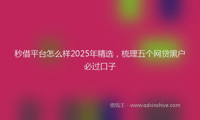 秒借平台怎么样2025年精选，梳理五个网贷黑户必过口子