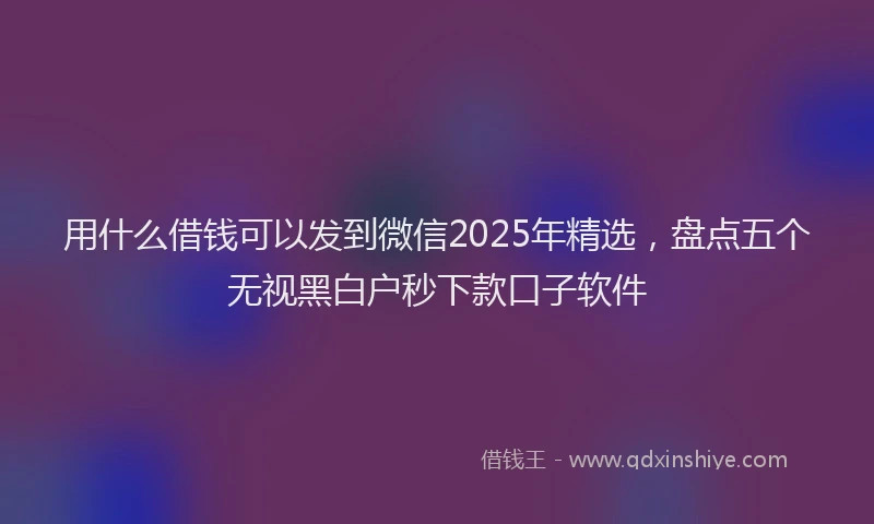 用什么借钱可以发到微信2025年精选，盘点五个无视黑白户秒下款口子软件