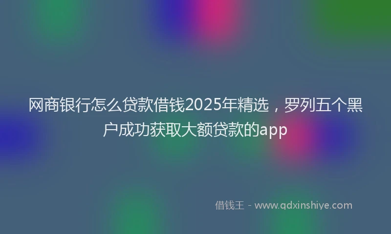 网商银行怎么贷款借钱2025年精选，罗列五个黑户成功获取大额贷款的app