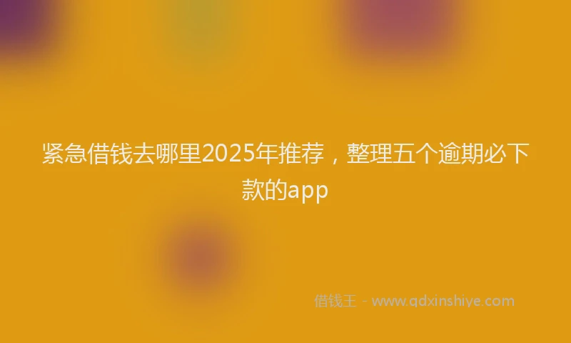 紧急借钱去哪里2025年推荐，整理五个逾期必下款的app