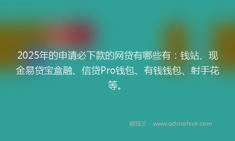 2025年的申请必下款的网贷有哪些有：钱站、现金易贷宝盒融、信贷Pro钱包、有钱钱包、射手花等。