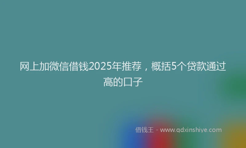 网上加微信借钱2025年推荐，概括5个贷款通过高的口子