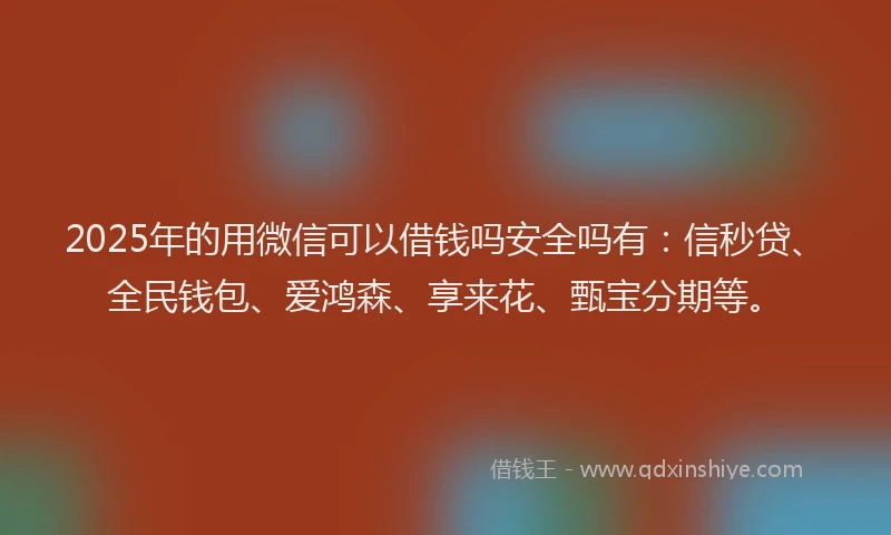2025年的用微信可以借钱吗安全吗有：信秒贷、全民钱包、爱鸿森、享来花、甄宝分期等。