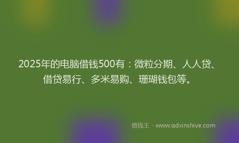 2025年的电脑借钱500有：微粒分期、人人贷、借贷易行、多米易购、珊瑚钱包等。