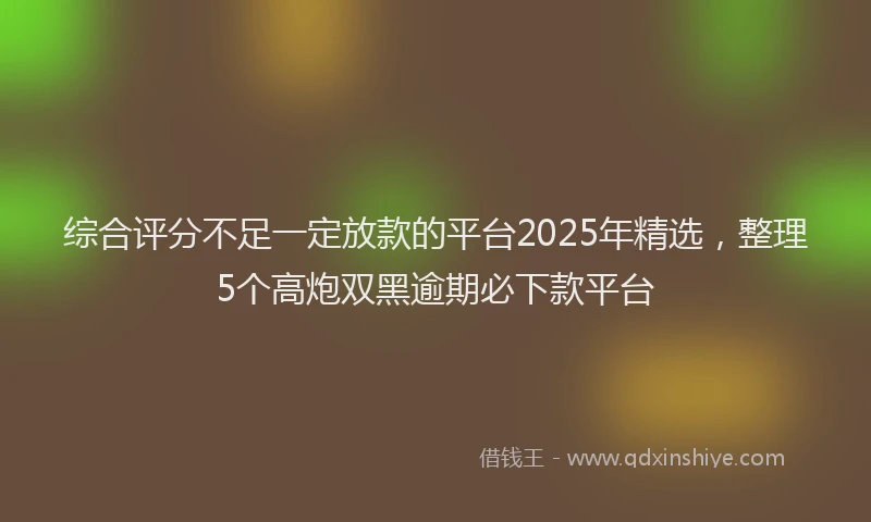 综合评分不足一定放款的平台2025年精选，整理5个高炮双黑逾期必下款平台