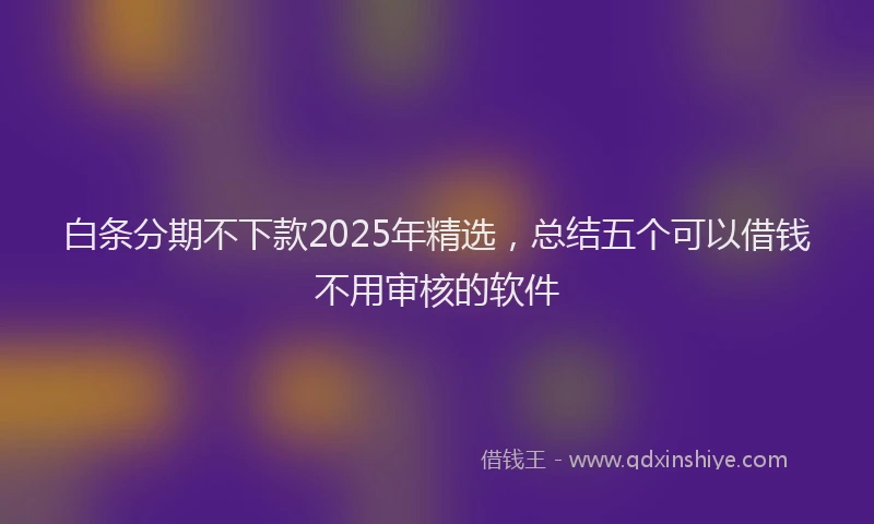 白条分期不下款2025年精选，总结五个可以借钱不用审核的软件
