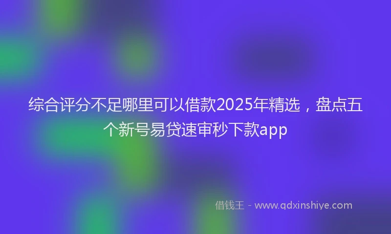 综合评分不足哪里可以借款2025年精选，盘点五个新号易贷速审秒下款app