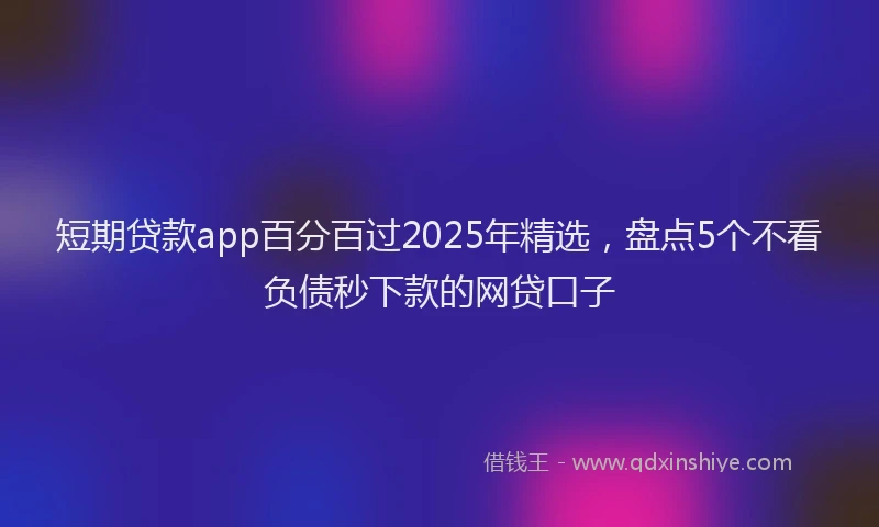 短期贷款app百分百过2025年精选，盘点5个不看负债秒下款的网贷口子