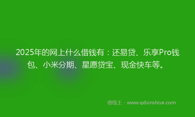 2025年的网上什么借钱有：还易贷、乐享Pro钱包、小米分期、星愿贷宝、现金快车等。