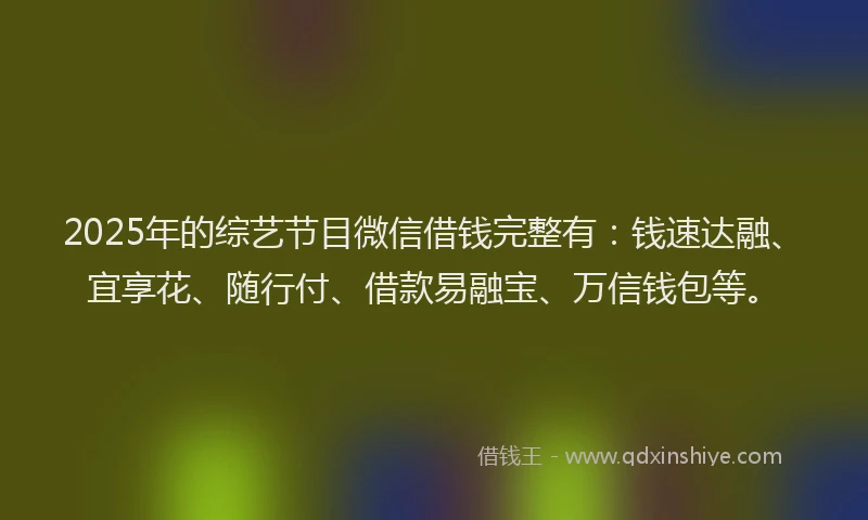 2025年的综艺节目微信借钱完整有：钱速达融、宜享花、随行付、借款易融宝、万信钱包等。