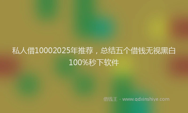 私人借10002025年推荐，总结五个借钱无视黑白100%秒下软件