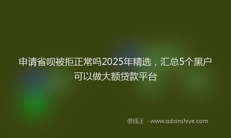 申请省呗被拒正常吗2025年精选，汇总5个黑户可以做大额贷款平台