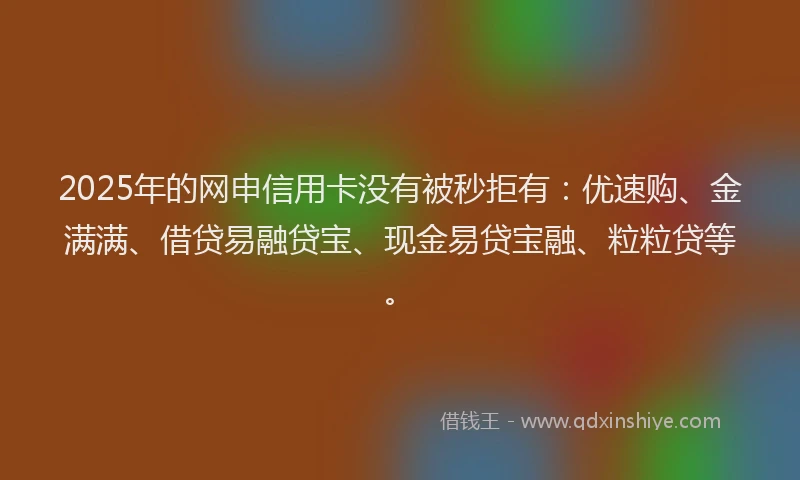 2025年的网申信用卡没有被秒拒有：优速购、金满满、借贷易融贷宝、现金易贷宝融、粒粒贷等。