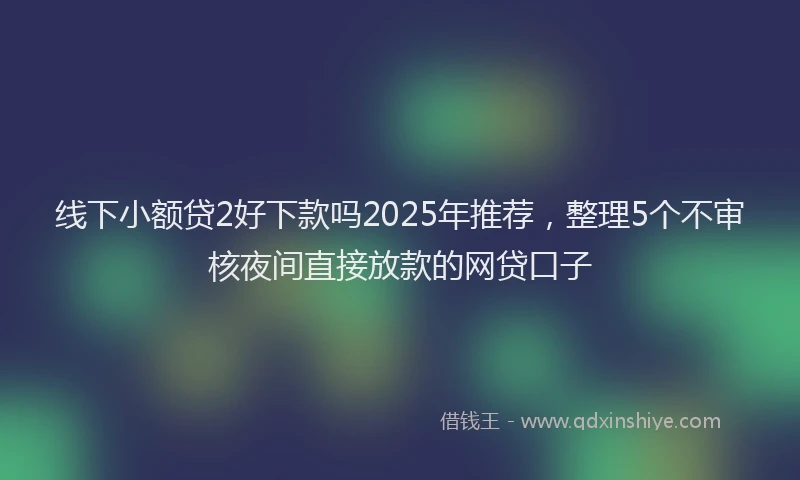 线下小额贷2好下款吗2025年推荐，整理5个不审核夜间直接放款的网贷口子