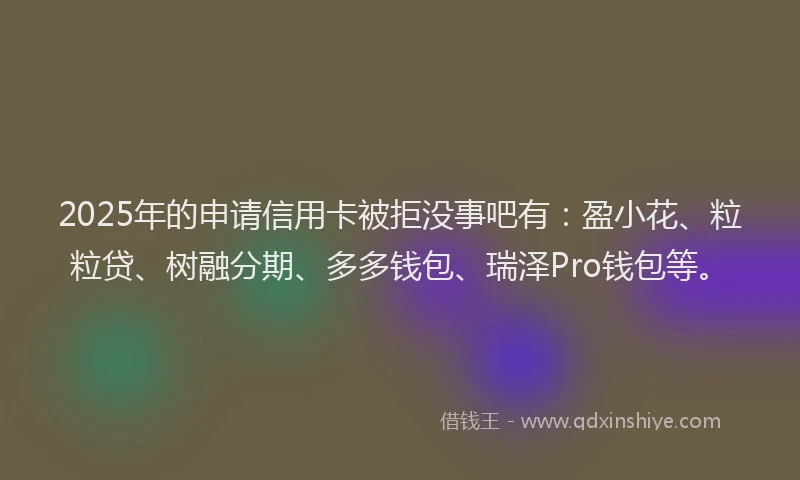 2025年的申请信用卡被拒没事吧有：盈小花、粒粒贷、树融分期、多多钱包、瑞泽Pro钱包等。