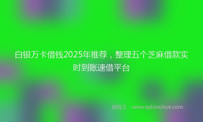 白银万卡借钱2025年推荐，整理五个芝麻借款实时到账速借平台