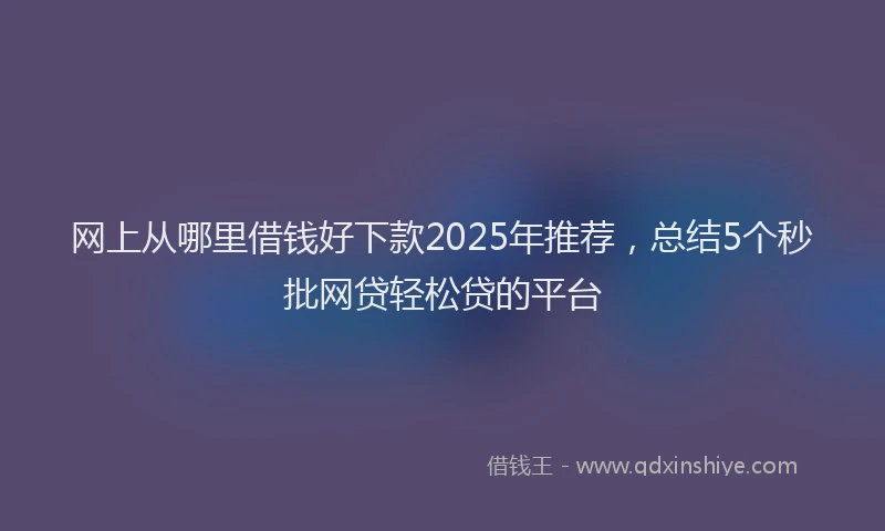网上从哪里借钱好下款2025年推荐，总结5个秒批网贷轻松贷的平台