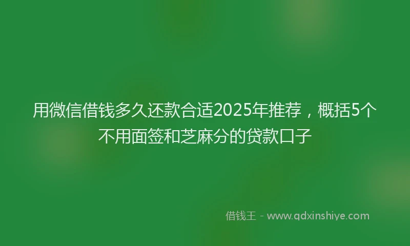 用微信借钱多久还款合适2025年推荐，概括5个不用面签和芝麻分的贷款口子