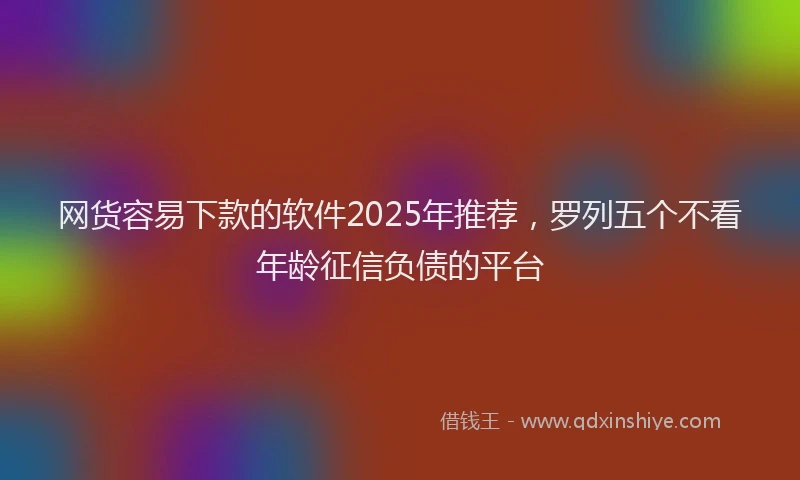 网货容易下款的软件2025年推荐，罗列五个不看年龄征信负债的平台