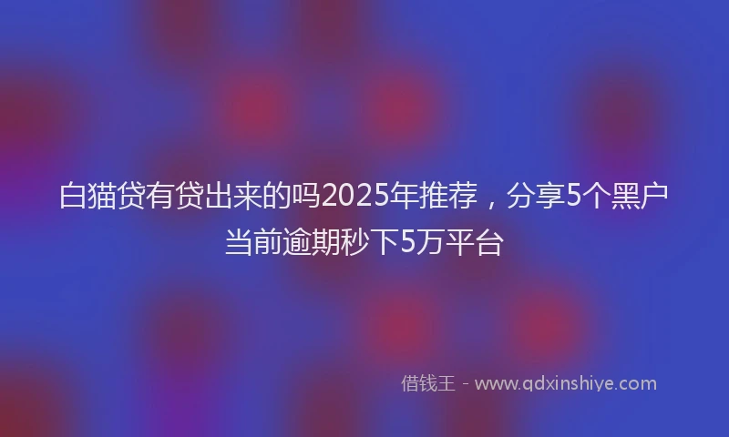 白猫贷有贷出来的吗2025年推荐，分享5个黑户当前逾期秒下5万平台