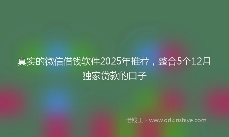 真实的微信借钱软件2025年推荐，整合5个12月独家贷款的口子