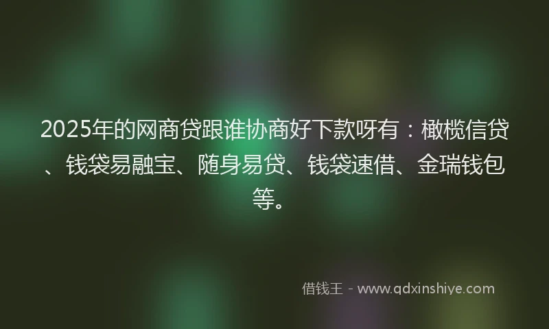2025年的网商贷跟谁协商好下款呀有：橄榄信贷、钱袋易融宝、随身易贷、钱袋速借、金瑞钱包等。